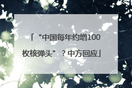 “中国每年约增100枚核弹头”？中方回应