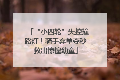 “小四轮”失控撞路灯！骑手弃单夺秒救出惊惶幼童