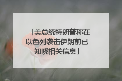 美总统特朗普称在以色列袭击伊朗前已知晓相关信息