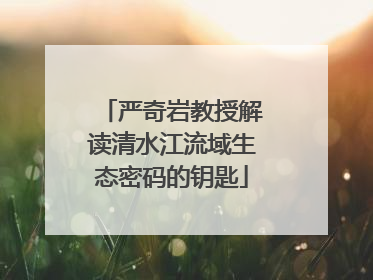 严奇岩教授解读清水江流域生态密码的钥匙