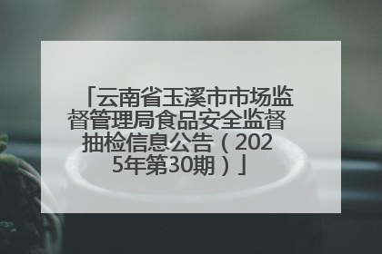 云南省玉溪市市场监督管理局食品安全监督抽检信息公告（2025年第30期）