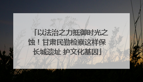 以法治之力抵御时光之蚀！甘肃民勤检察这样保长城遗址 护文化基因