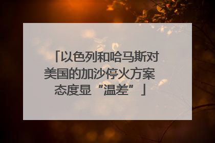 以色列和哈马斯对美国的加沙停火方案态度显“温差”