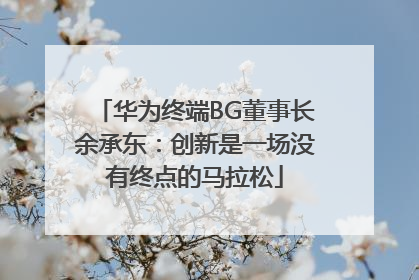 华为终端BG董事长余承东：创新是一场没有终点的马拉松