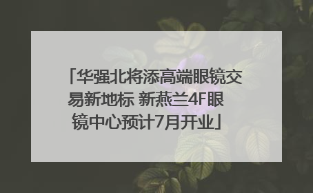 华强北将添高端眼镜交易新地标 新燕兰4F眼镜中心预计7月开业