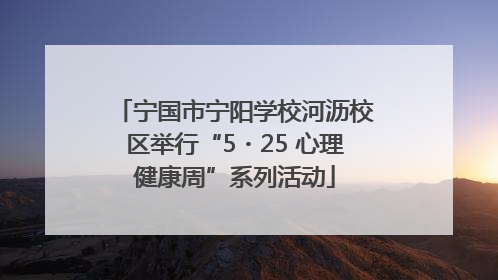 宁国市宁阳学校河沥校区举行“5・25 心理健康周”系列活动