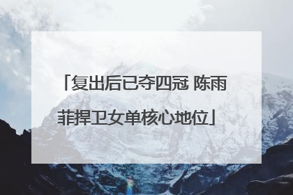 复出后已夺四冠 陈雨菲捍卫女单核心地位