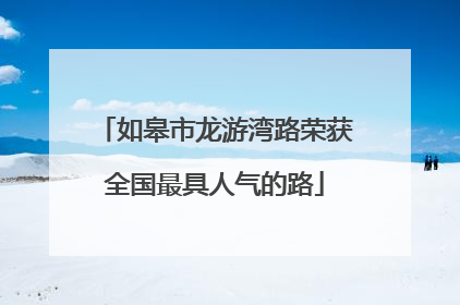 如皋市龙游湾路荣获全国最具人气的路