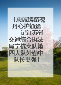 忠诚铸路魂 丹心护通途——记江苏省交通综合执法局宁杭支队第四大队外勤中队长奚强