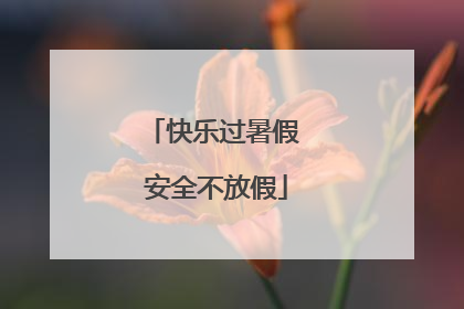 快乐过暑假 安全不放假