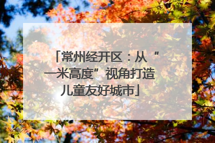 常州经开区：从“一米高度”视角打造儿童友好城市