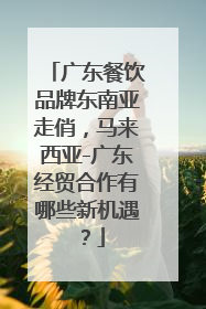 广东餐饮品牌东南亚走俏，马来西亚-广东经贸合作有哪些新机遇？