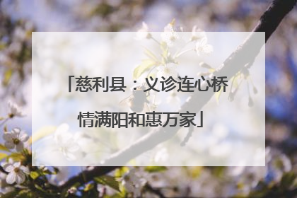 慈利县：义诊连心桥 情满阳和惠万家