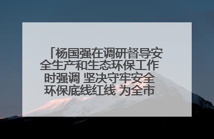 杨国强在调研督导安全生产和生态环保工作时强调 坚决守牢安全环保底线红线 为全市经济社会高质量发展提供坚强保障