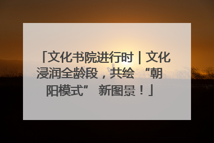 文化书院进行时｜文化浸润全龄段，共绘 “朝阳模式” 新图景！