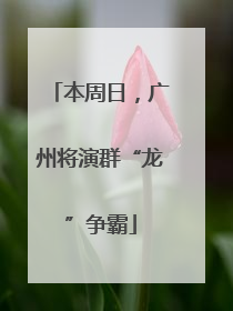 本周日，广州将演群“龙”争霸