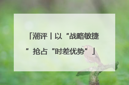 潮评丨以“战略敏捷”抢占“时差优势”