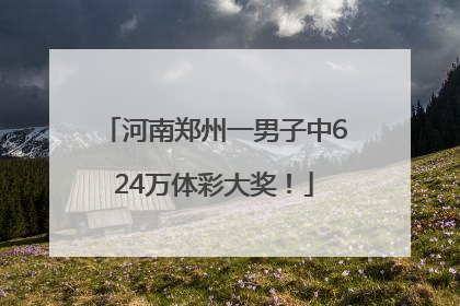 河南郑州一男子中624万体彩大奖！