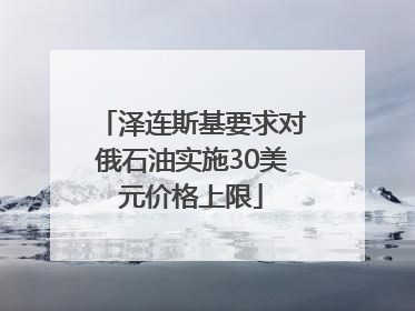 泽连斯基要求对俄石油实施30美元价格上限