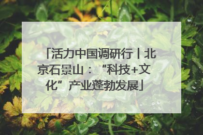 活力中国调研行丨北京石景山：“科技+文化”产业蓬勃发展