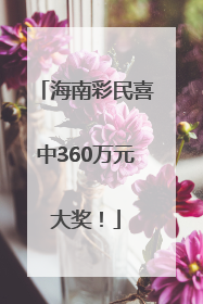 海南彩民喜中360万元大奖！