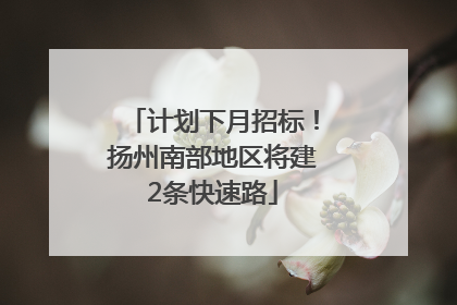 计划下月招标！扬州南部地区将建2条快速路