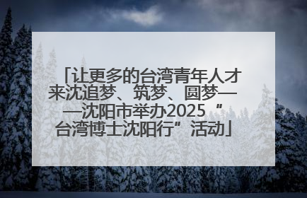 让更多的台湾青年人才来沈追梦、筑梦、圆梦——沈阳市举办2025“台湾博士沈阳行”活动