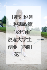 衡阳税务：税惠政策“及时雨”浇灌大学生创业“向阳花”