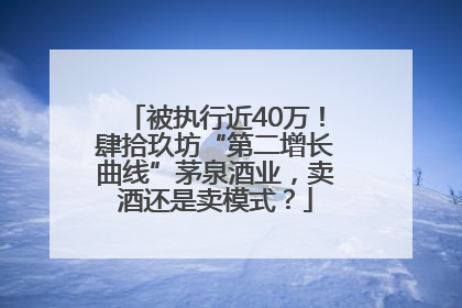 被执行近40万！肆拾玖坊“第二增长曲线”茅泉酒业，卖酒还是卖模式？