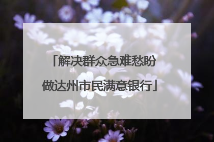 解决群众急难愁盼 做达州市民满意银行