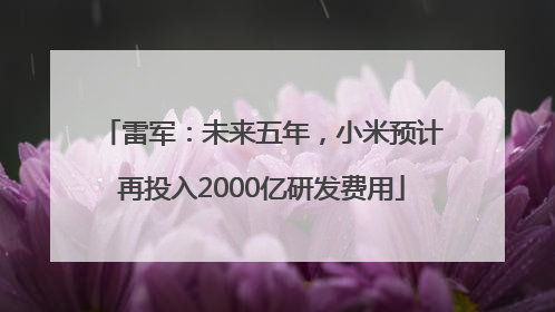 雷军：未来五年，小米预计再投入2000亿研发费用