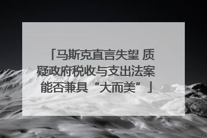 马斯克直言失望 质疑政府税收与支出法案能否兼具“大而美”