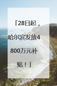 28日起，哈尔滨发放4800万元补贴！