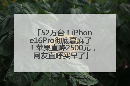 52万台！iPhone16Pro彻底赢麻了！苹果直降2500元，网友直呼买早了